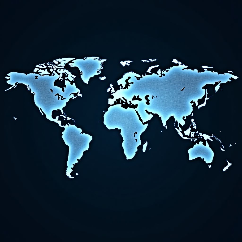Un mapa del mundo con conexiones digitales que convergen en Argentina, representando la inversión extranjera.
